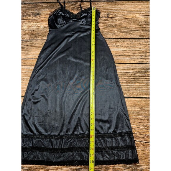 VTG Adonna JCPENNEY Black All Nylon Slip Nightgown Lace Trim Women Sz 32 USA EUC - Picture 11 of 12